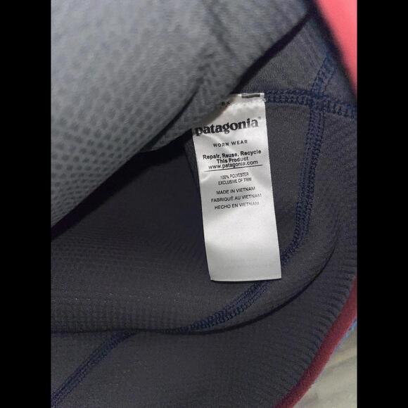 Patagonia Men's Classic Deep Pile Full Zip Fleece Jacket Vest Blue Red Size M - Picture 6 of 6